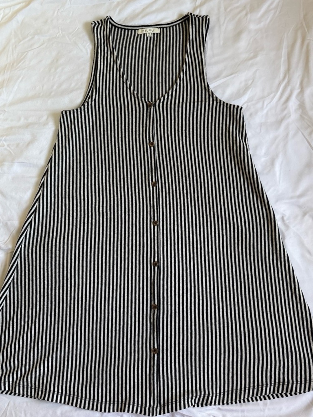 Z Supply Black and White Striped Button-Front Tunic